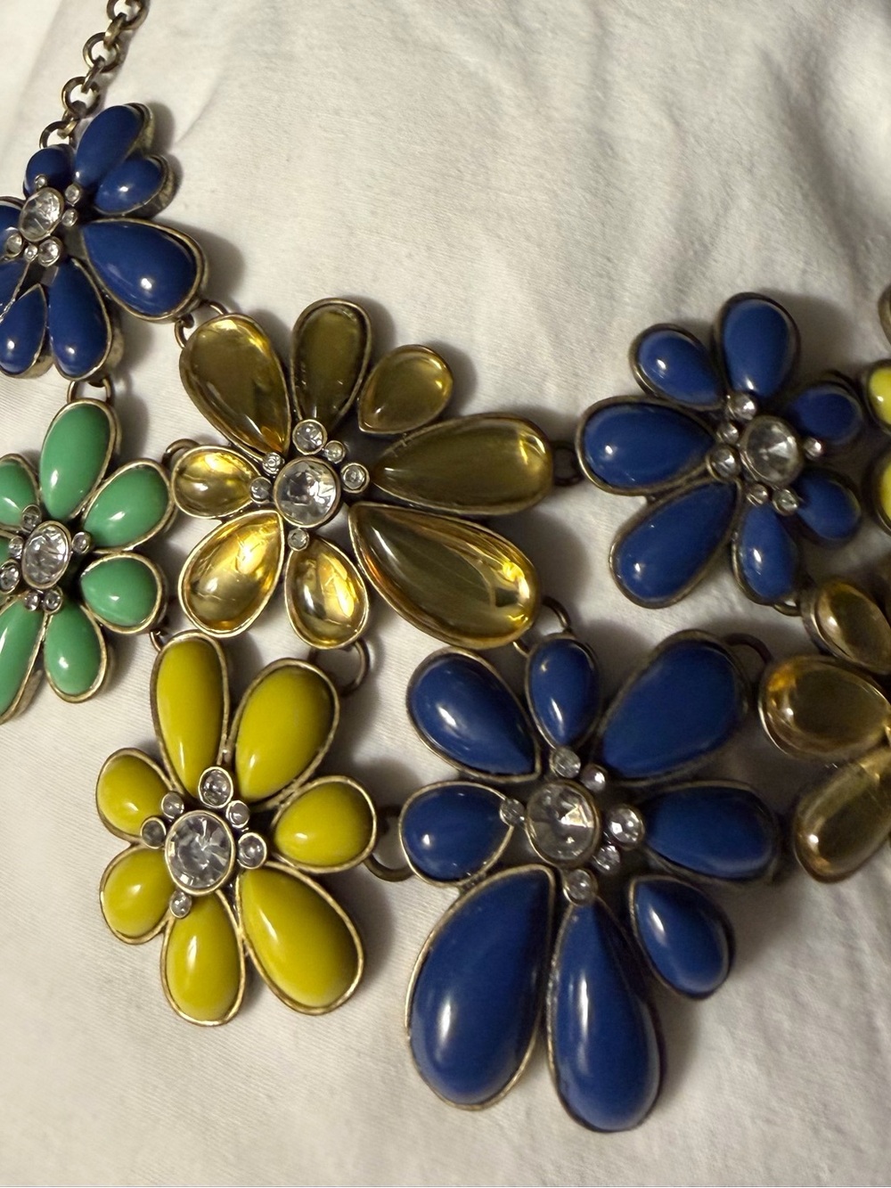 J. Crew Floral Statement Necklace in Blue, Yellow, Green
